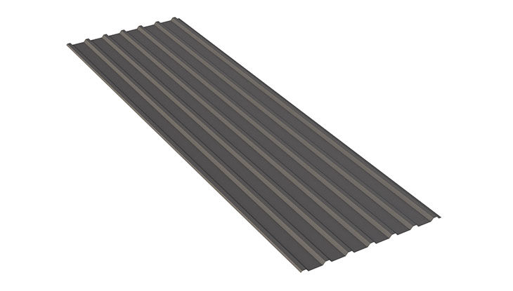 A piece of PBU metal roofing
