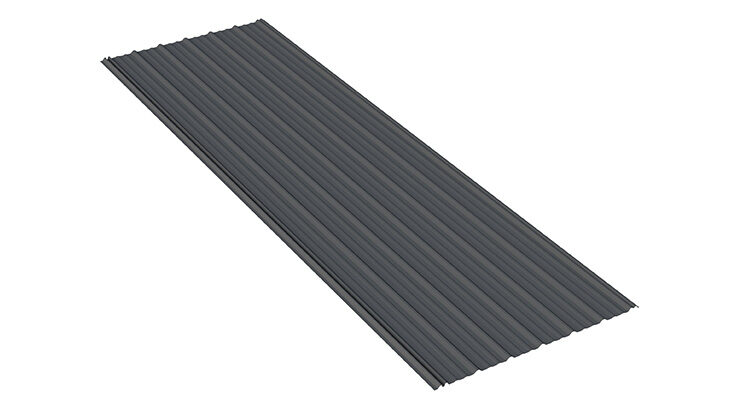 A piece of Rainguard metal roofing