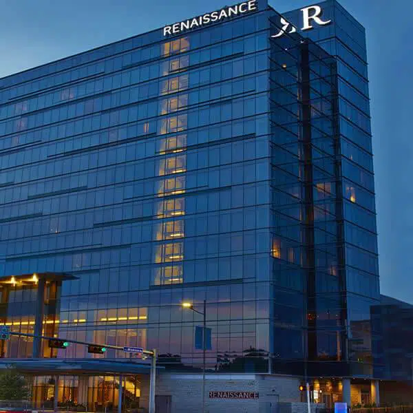 The front of the Renaissance Hotel